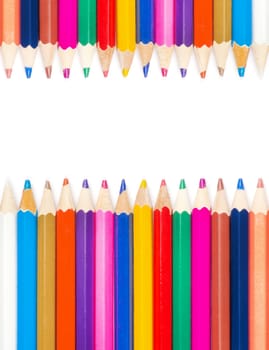 Set of color pencils for creativity on a white background