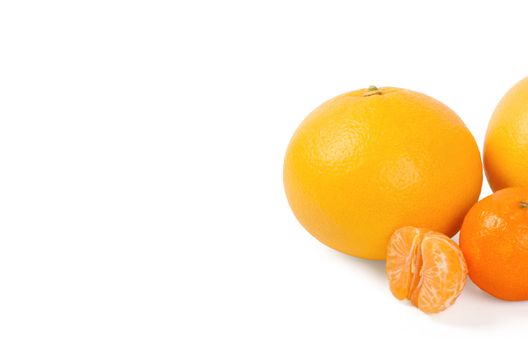 Fresh citrus fruit on a white background