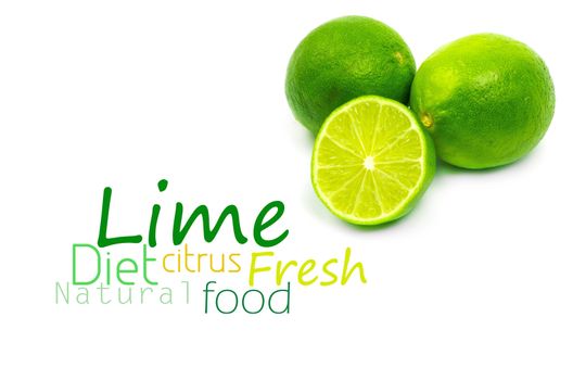 Fresh ripe lime. Isolated on white background