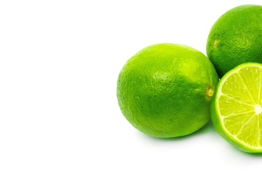 Fresh ripe lime. Isolated on white background