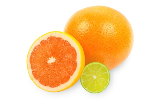 citrus fruits on white