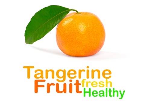 Tangerine with green leaves isolated on white