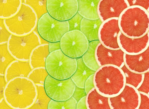 Abstract background of citrus slices. Closeup. Studio photography.