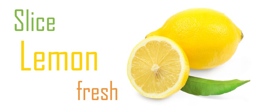 Fresh lemon citrus isolated on white background