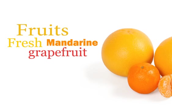 Fresh citrus fruit on a white background