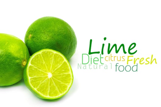 Fresh ripe lime. Isolated on white background
