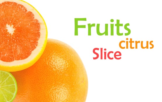citrus fruits on white