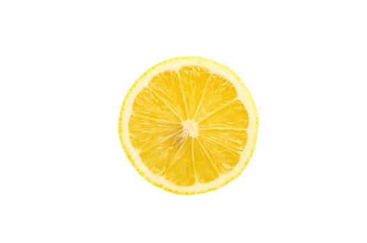 Slice of fresh lemon isolated on white background
