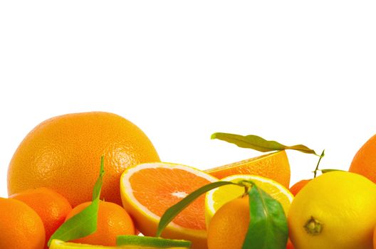 Vitamin C Overload, Stacks of sliced fruit isolated on white
