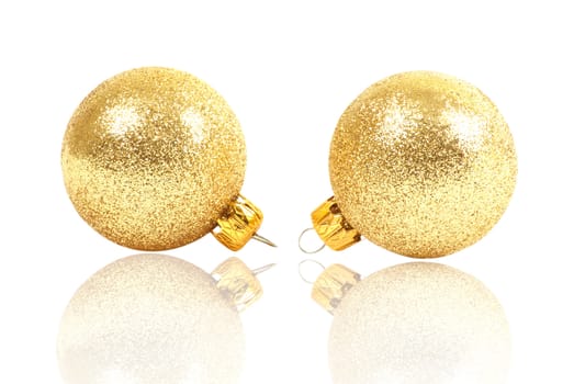 Two golden christmas balls.