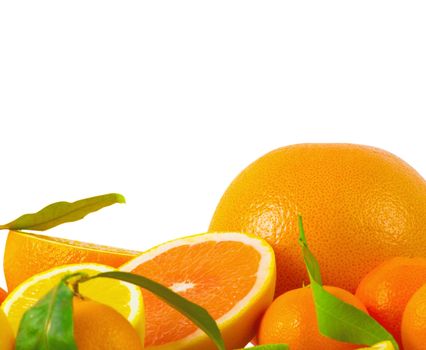 Vitamin C Overload, Stacks of sliced fruit isolated on white