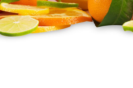 Citrus sliced fruit isolated on white