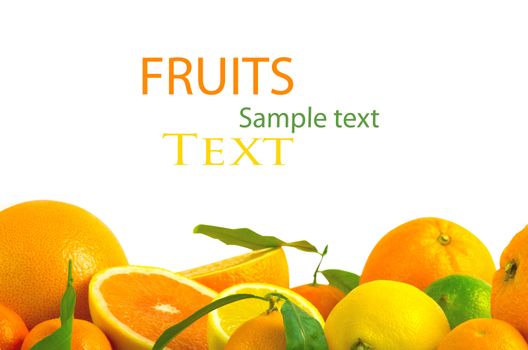 Vitamin C Overload, Stacks of sliced fruit isolated on white