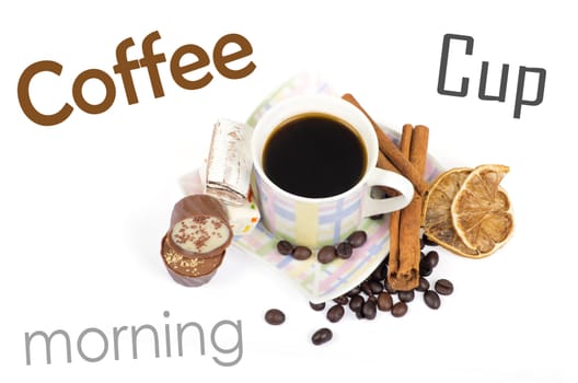 Cup of coffee on white