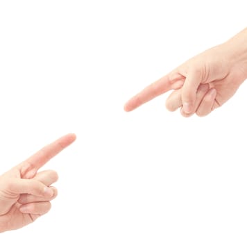 Two hands isolated on a white background