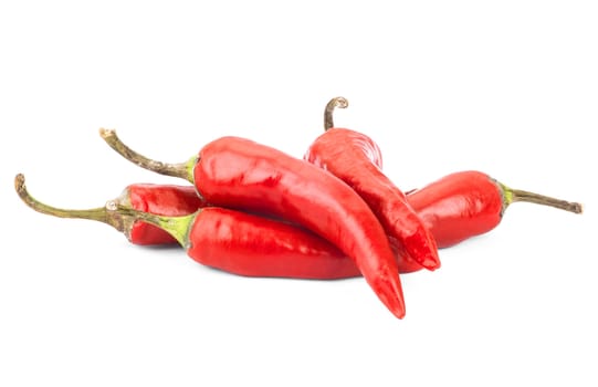 Red chilli pepper isolate on white background. Raw material for food or cooking.