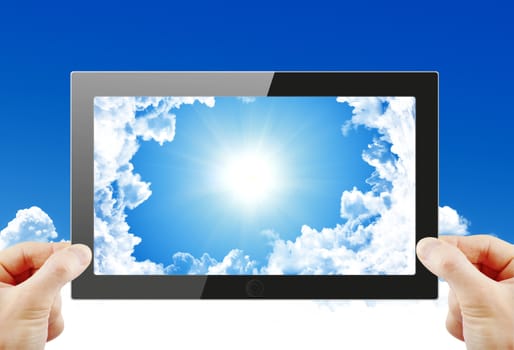Black generic tablet pc, 3d render.