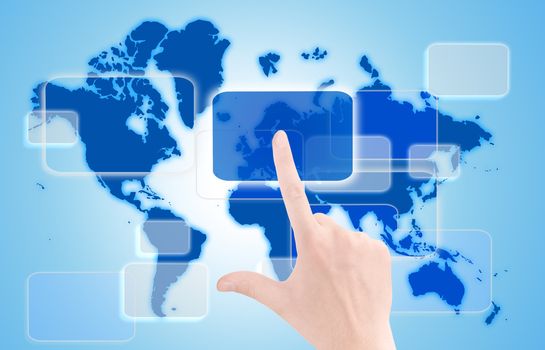 touch screen interface with world map
