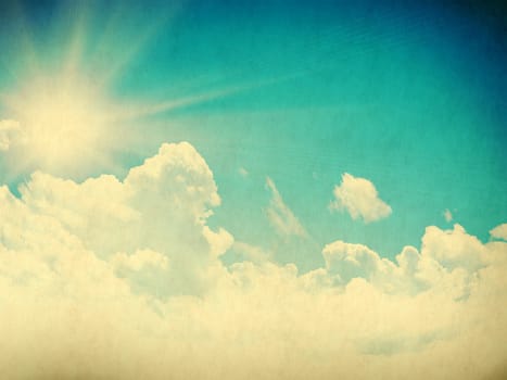Vintage background in the blue shade with clouds
