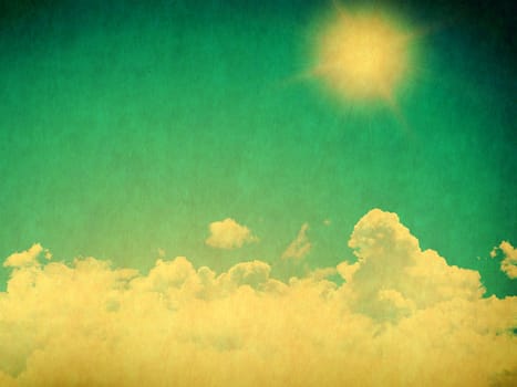 Vintage background in the blue shade with clouds