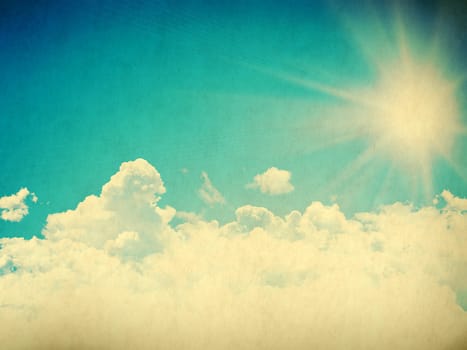 Vintage background in the blue shade with clouds