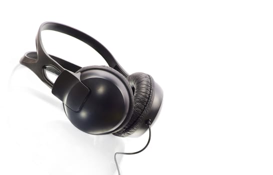 black headphones isolated on white background