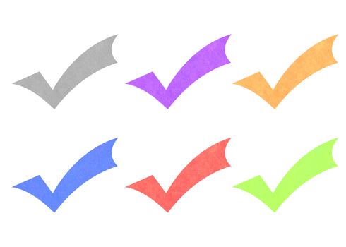 Colorful check mark set of old colored paper
