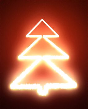Abstract Christmas tree on the red background