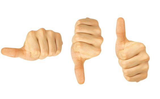 OK with smile on hand, isolated on white background