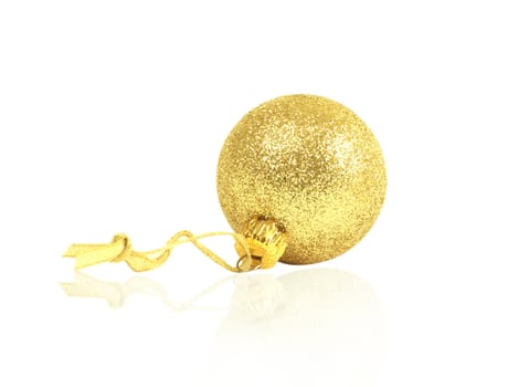 golden dull christmas ball isolated on white
