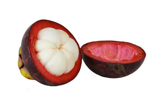 asian tropical mangosteen fruit on white background