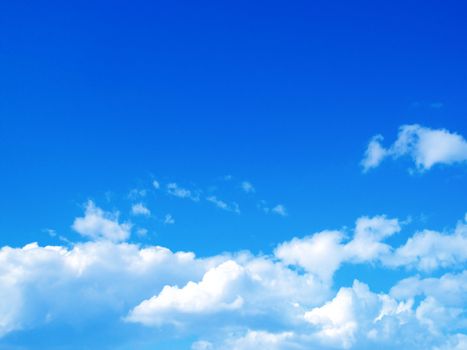 Blue sky with clouds and sun