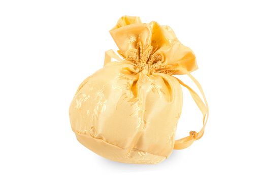 Gold christmas bag with present