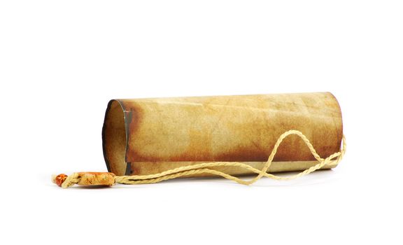 Old rolled paper isolated on a white
