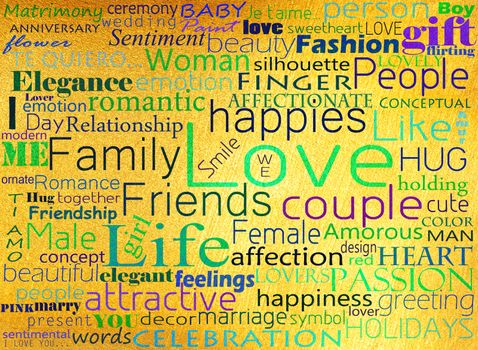 Seamless pattern made from words which relate with word love
