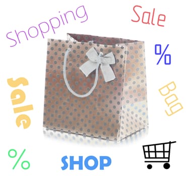 Shopping Bag with bow isolated on white