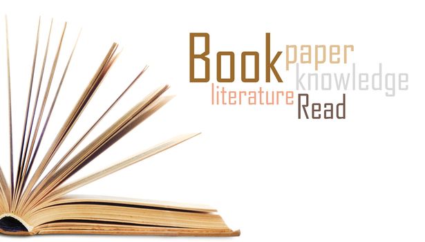 Open book isolated on white background