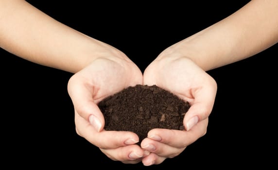 Brown Land and humman hand (on hand)