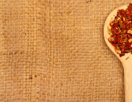 Spices on burlap