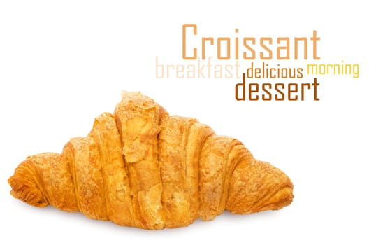 Fresh and tasty croissant over white background