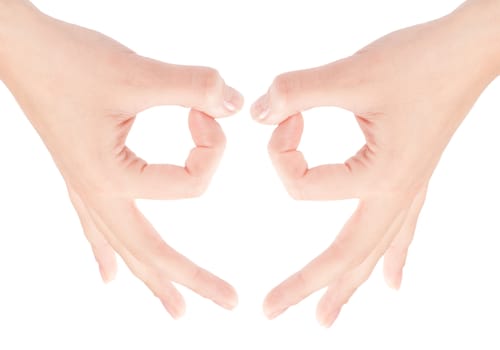 Hand OK sign isolated on white background