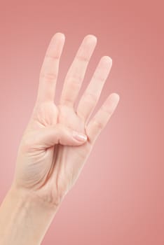 Hand Gesture - Number Four isolated on white