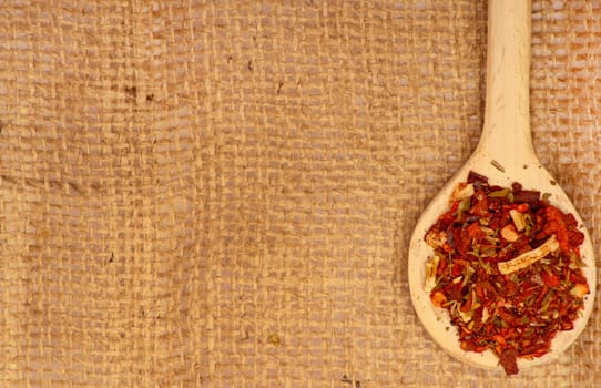 Spices on burlap