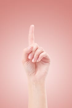 Hand with index finger, isolated on a beautiful background