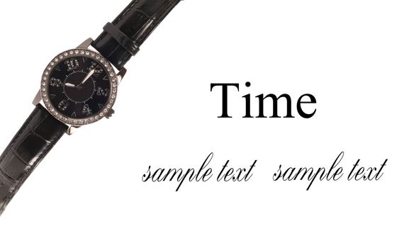 Beautiful wrist watch over white background.