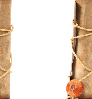 old rolled paper isolated on a white