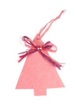 christmas card with christmas tree label on white