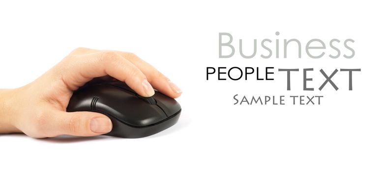 computer mouse with hand over white