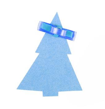 christmas tree made of old paper with a small bow and space for Your text