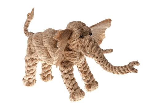 Toy elephant made of linen isolated on white